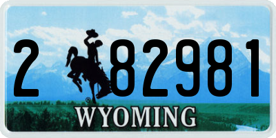 WY license plate 282981