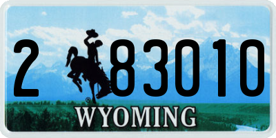 WY license plate 283010
