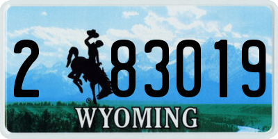 WY license plate 283019