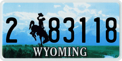 WY license plate 283118