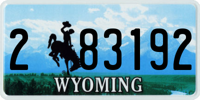 WY license plate 283192