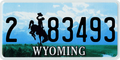 WY license plate 283493