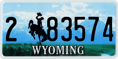 WY license plate 283574
