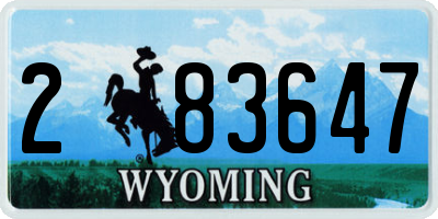 WY license plate 283647