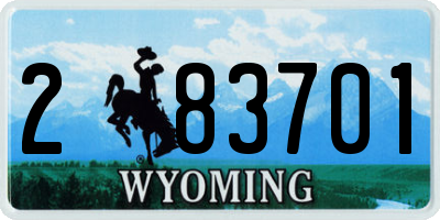 WY license plate 283701