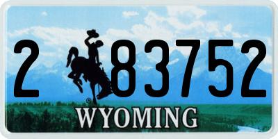 WY license plate 283752