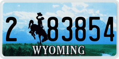 WY license plate 283854