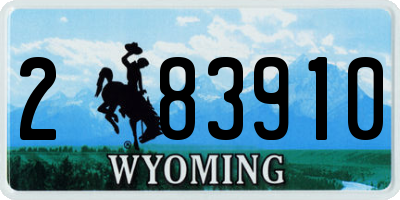 WY license plate 283910