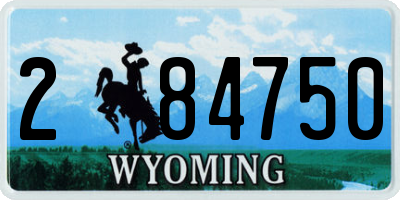 WY license plate 284750