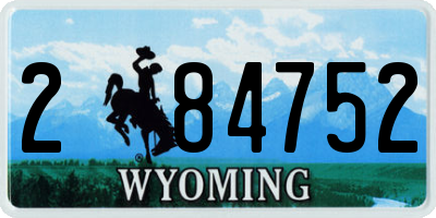 WY license plate 284752