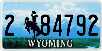 WY license plate 284792