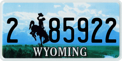 WY license plate 285922