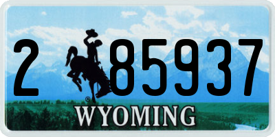 WY license plate 285937