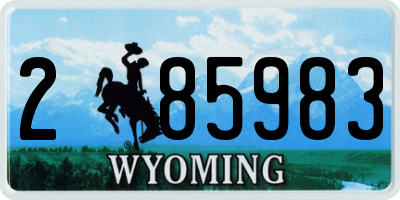 WY license plate 285983