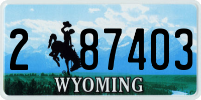 WY license plate 287403