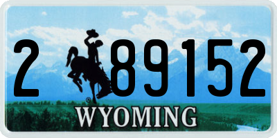 WY license plate 289152