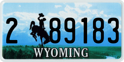 WY license plate 289183