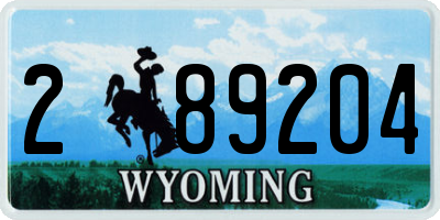 WY license plate 289204