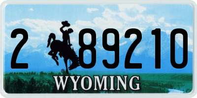 WY license plate 289210