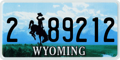 WY license plate 289212