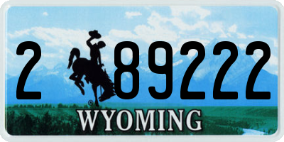 WY license plate 289222