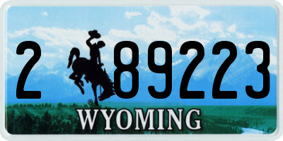 WY license plate 289223