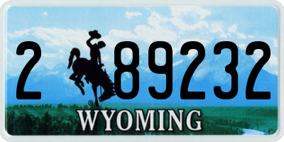 WY license plate 289232