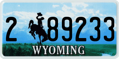 WY license plate 289233