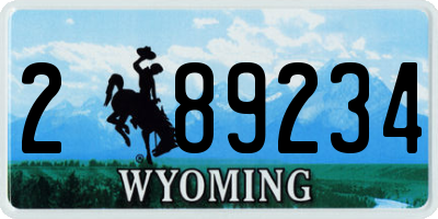 WY license plate 289234