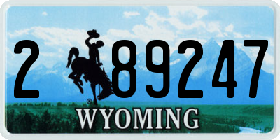 WY license plate 289247