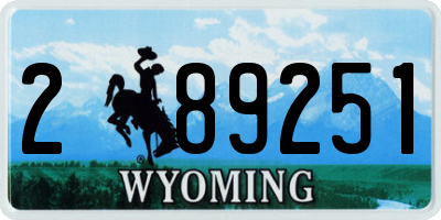 WY license plate 289251
