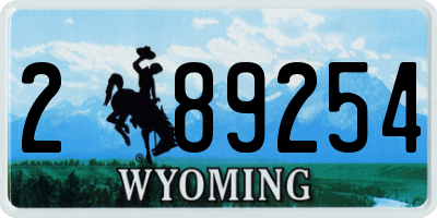 WY license plate 289254