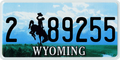 WY license plate 289255