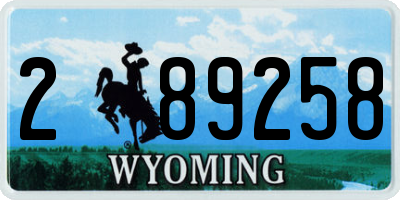 WY license plate 289258