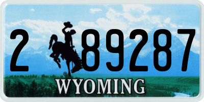 WY license plate 289287