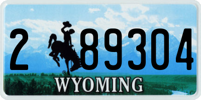 WY license plate 289304