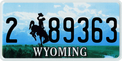 WY license plate 289363
