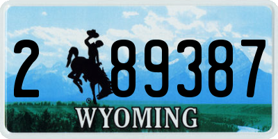WY license plate 289387