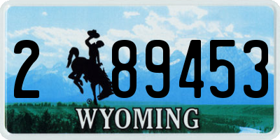WY license plate 289453