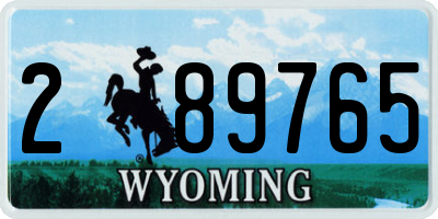 WY license plate 289765