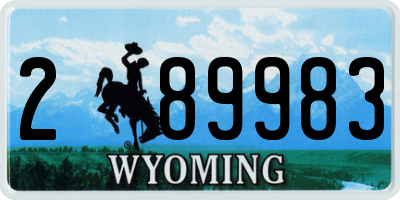 WY license plate 289983