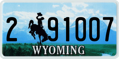 WY license plate 291007