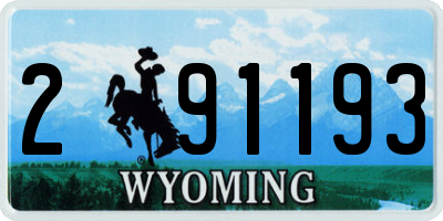 WY license plate 291193