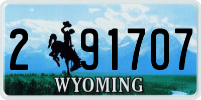 WY license plate 291707