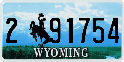 WY license plate 291754