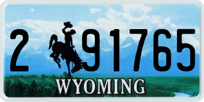 WY license plate 291765