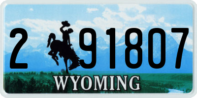 WY license plate 291807