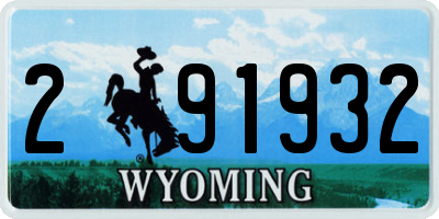WY license plate 291932