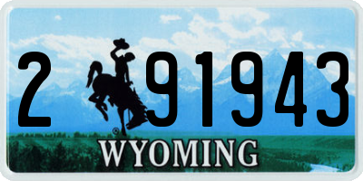 WY license plate 291943