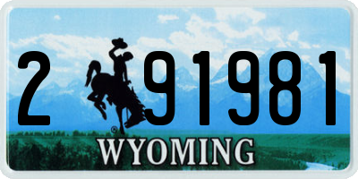 WY license plate 291981